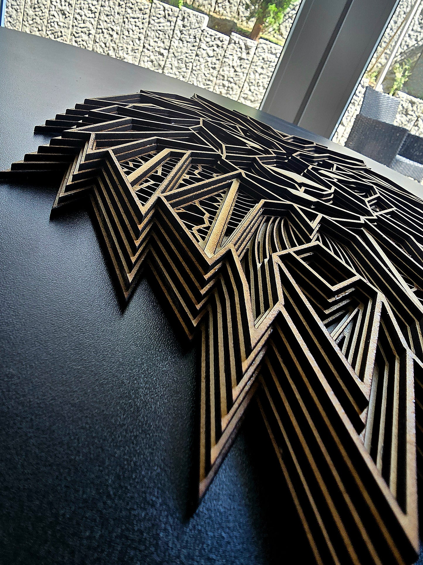 Quadro da parete 3D a forma di leone intagliato a mano in legno – Moderna decorazione da parete